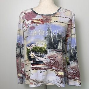 Christopher & Banks San Francisco Scenic Long-Sleeve Tee - Blue, Pink, Green